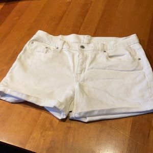 White Levi Rolled cuff shorts.